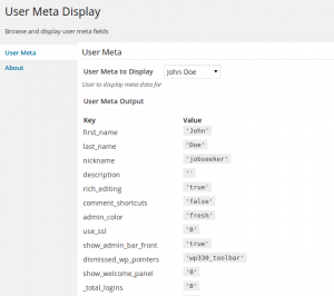 User Meta Display WordPress Plugin Output