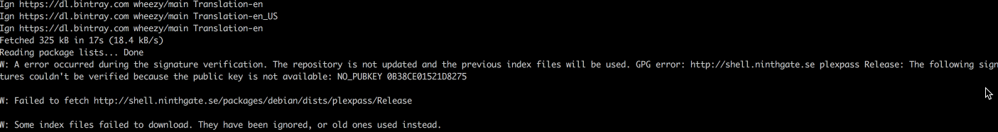 Plex Debian Repo GPG Error